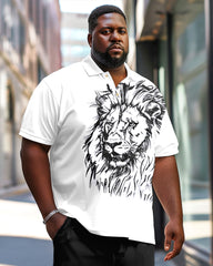 Men's Plus Size Simple Lion Polo Shirt Trousers Suit