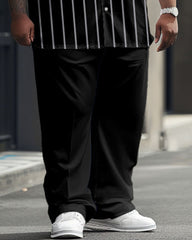 Men's Plus Size Business Simple Striped Print Short Sleeve Shirt Trousers Suit