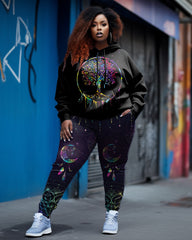 Women's Big & Tall Fluorescent Trees Moon Hoodie Set