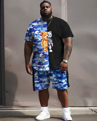 Street Casual Camouflage Colorblock Bear Print Large Men's Set