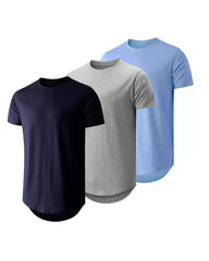 S-4XL Men's Three-Piece Hip-Hop Style Long Pullover T-Shirt