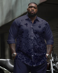 Men's Big & Tall Premium Floral Print Long Sleeve Shirt and Pants Set