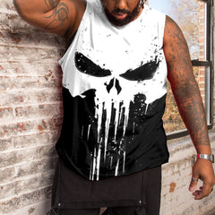 Men's Skull Color Block Plus Size Vest