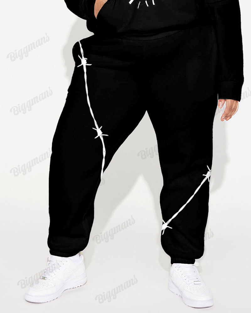 Women's Street Fashion Skull Print Plus Size Hoodie Suit