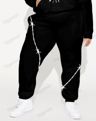 Women's Street Fashion Skull Print Plus Size Hoodie Suit