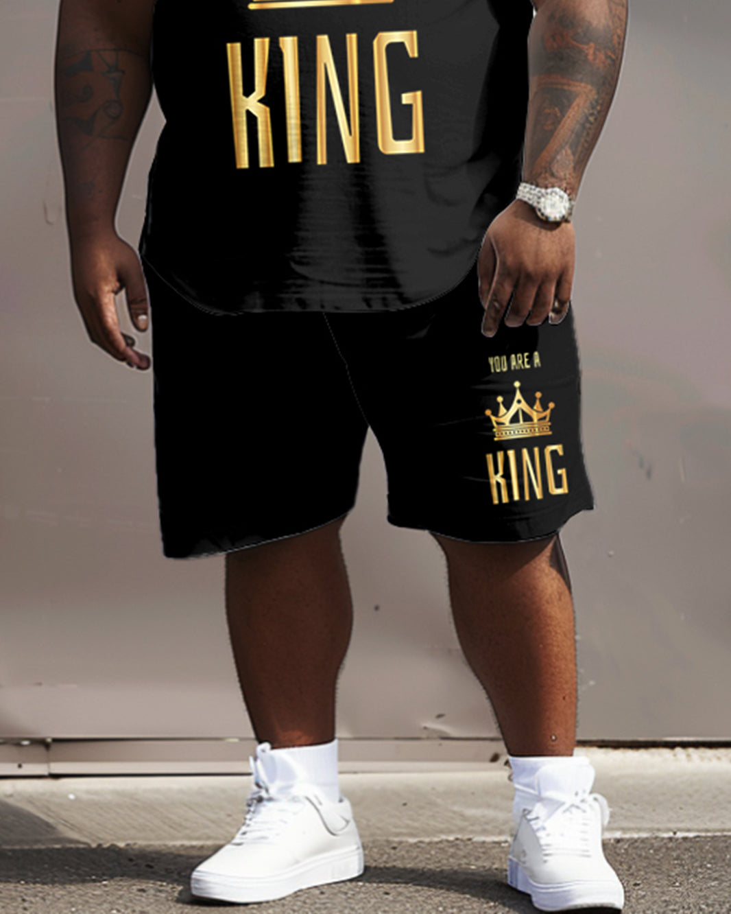 Street Casual You Are A King Letter Big and Tall Guys Set
