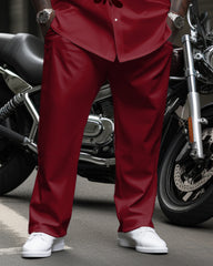 Men's Plus Size 2 Piece Outfit Retro Long Sleeve Shirt and Pants Set