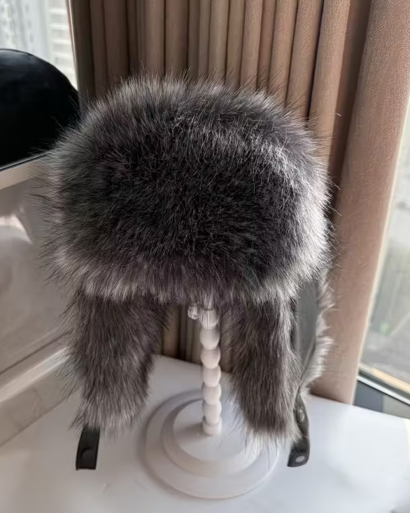 Faux Leather Adjustable Ear-Flap Thickened Warm Hat - One Size Fits All