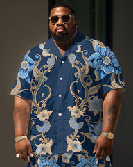 Men's Plus Size Daily Casual Baroque Art Painting Print Shirt Shorts Suit