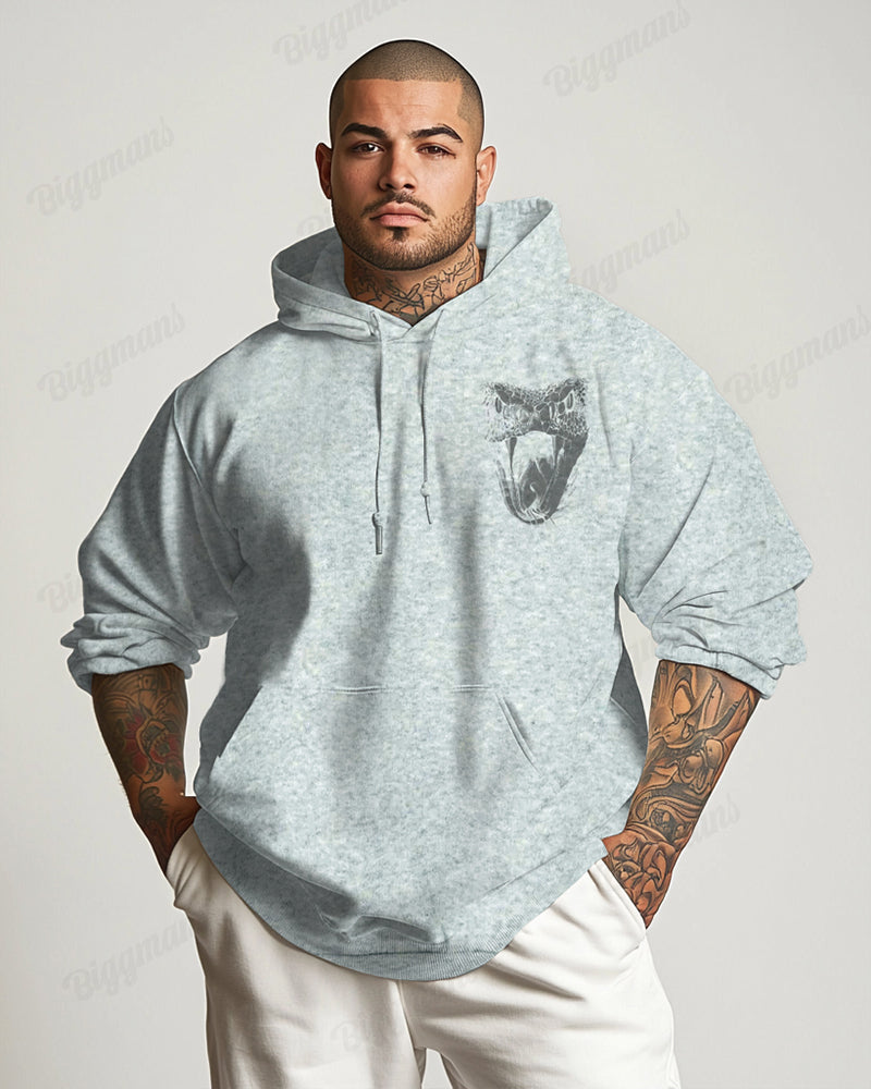 Cotton-Premium Cloth Color Front And Back Print Snake King Pattern Men's Loose Oversized Hoodie