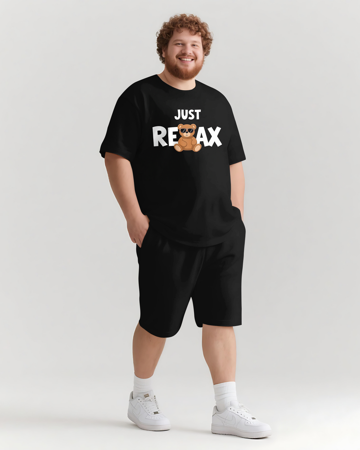 JUST RELAX Slogan T-shirt 2-Piece Set