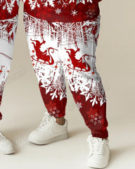 Couple Matching Big and Tall Christmas Snowflake Hoodie & Sweatpants Set