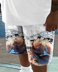 Men's Daily Casual Time And Space Printed Short Sleeve T-Shirt Set