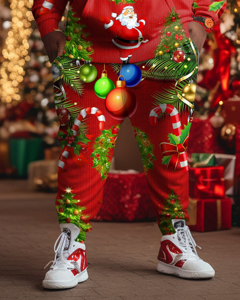 Big Men's Christmas Decor Print Hoodie Sweatpants Set of Two