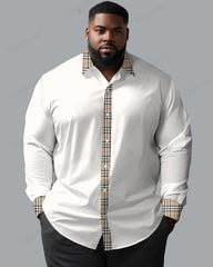 Featured Check Stitching Long Sleeve Lapel Shirt Men's Big and Tall