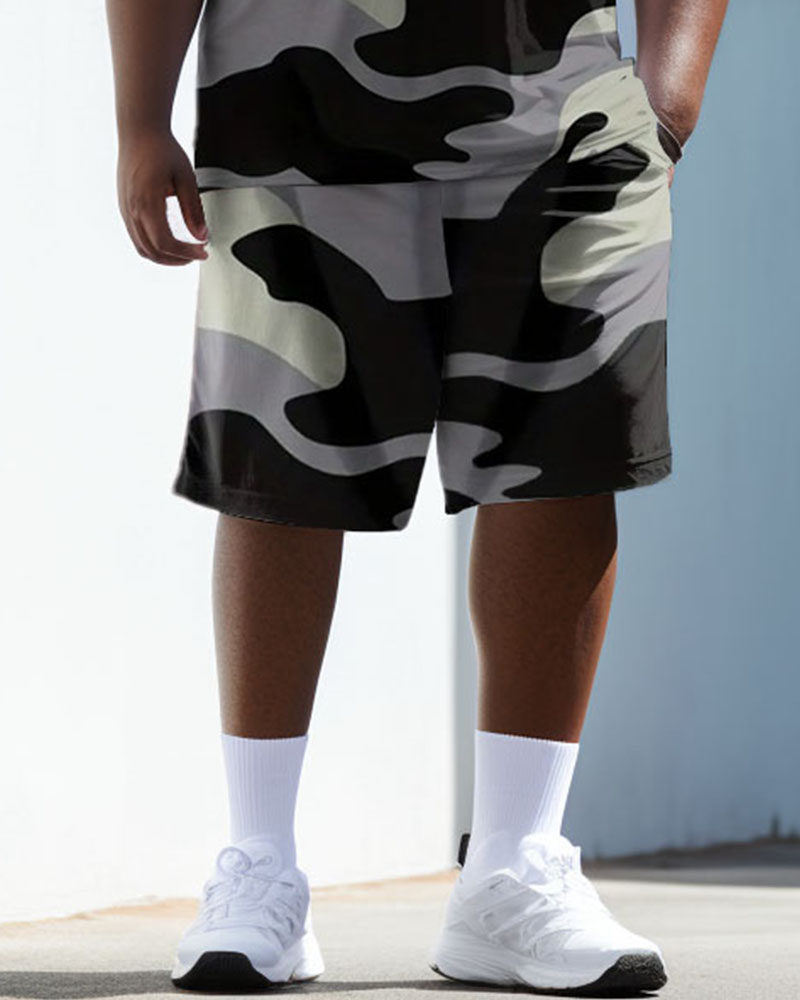 Men's Plus Size Basketball No.23 Camouflage Pattern Vest Sports Two-piece Set