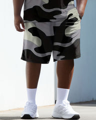 Men's Plus Size Basketball No.23 Camouflage Pattern Vest Sports Two-piece Set