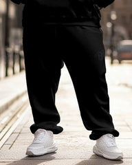 Men's Classical Simple Retro Pattern Print Plus Size Hoodie Suit