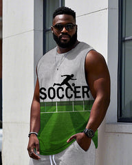 Big Men's Football Athlete Silhouette Playground SOCCER Printed Basketball Vest & Shorts Set