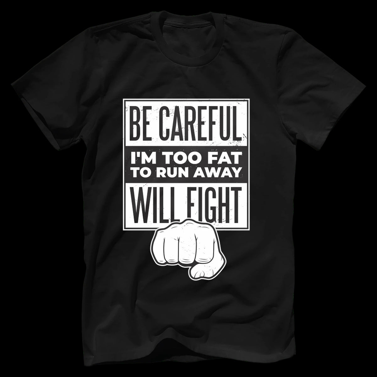 Fat Will Fight Black Casual Men's Plus Size T-Shirt