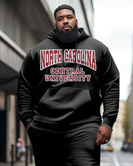 Men's Plus Size North Carolina Central University Style Hoodie and Sweatpants Two Piece Set
