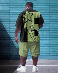 Printed Front And Back Men's Large Simple Pattern Printed T-shirt Shorts Suit