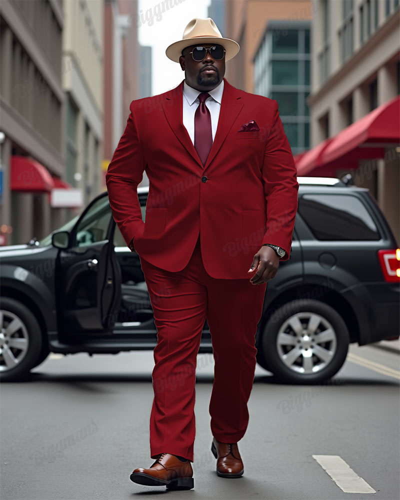 Men's Big and Tall Solid Color Blazer Trousers Suit