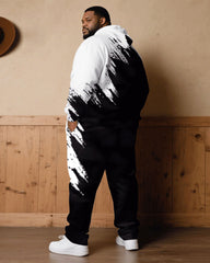 Big & Tall Men Fall/Winter Joker Street Black & White Splash Ink Chest Small Label Design Hoodie Suit