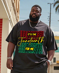 Men's Plus Size June Festival Creative English Printed T-Shirt Shorts Suit
