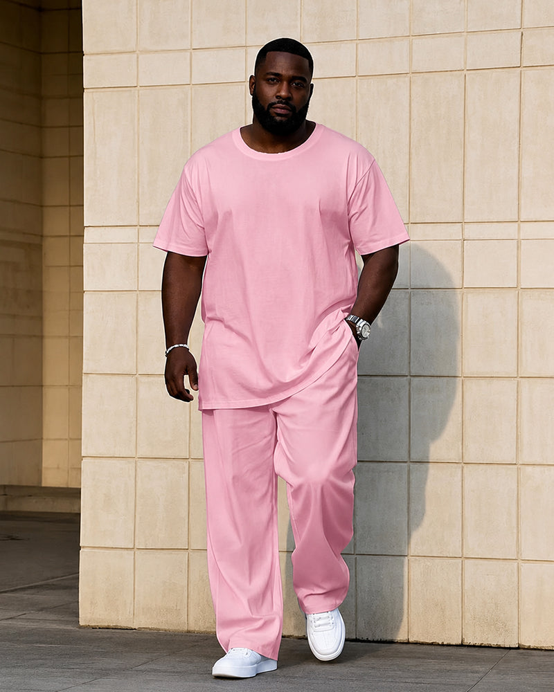 Big Men's Solid Color 7 Color Short Sleeve T-shirt Trousers Set