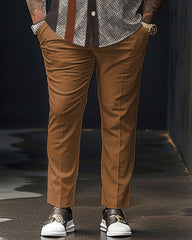 Contrast Color Geometric Classic Printed Big Men's Short-sleeved Pants Set