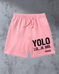 Big & Tall Men's YOLO LOL, JK. BRB.-Jesus夏日短裤