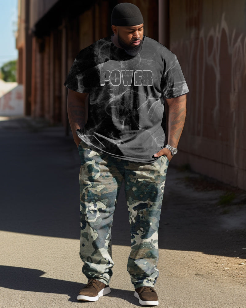 Power Font Simple Camouflage Print Big & Tall Men's Set