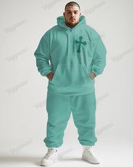 Fashionable Simple Cross Cloth Color Printed Big & Tall Hoodie Set