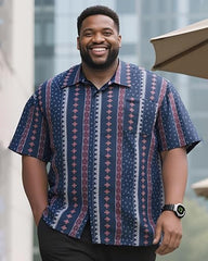 Big and Tall Men's Short Sleeve Button Summer Beach Work Shirt