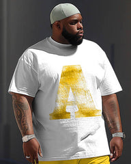 Comfortable Men's Big & Tall Casual Letter Print Short Sleeve T-shirt Trousers Set