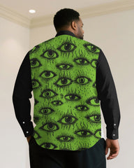 Big & Tall Men "Halloween Green Eye Monster Festival Carnival Long Sleeve Shirt
