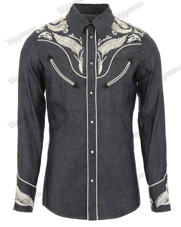Men's Plus Size Wheat Ears Causal Long Sleeve Shirt