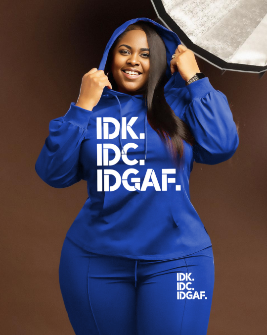 Women's Plus Size Outfits Idk Idc Hoodie Sweatshirt and Pants Set
