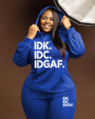 Women's Plus Size Outfits Idk Idc Hoodie Sweatshirt and Pants Set