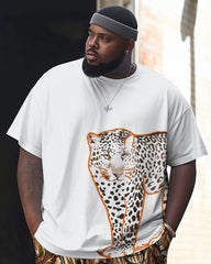 Men's Large Retro Street Leopard Maple Leaf Camouflage Hip Hop Casual Two Piece Set