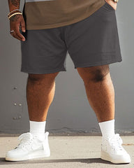 Street Casual Gray Coffee Colorblock Printed Large Men's Set