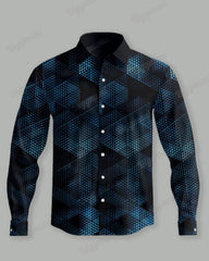 Big Guy's Casual Business Geometric Long Sleeve Shirt Pants Set