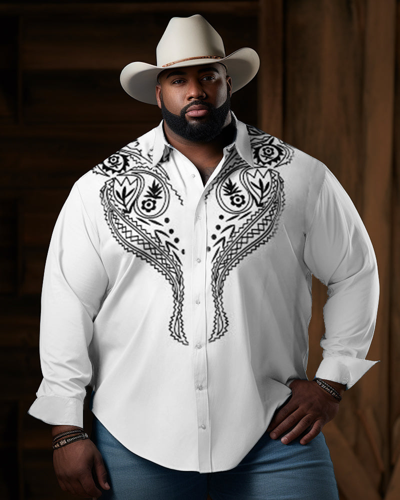 Men's Big and Tall Western Cowboy Long Sleeve Shirt