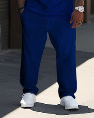 Men's Blue And Red Color Matching Star Sports And Leisure Two-Piece Set