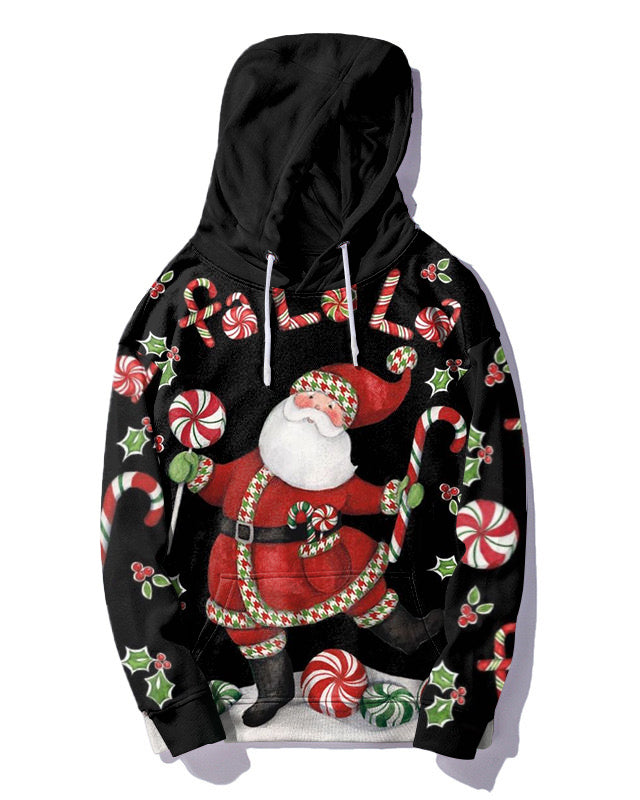 Men's Plus Size Tree Santa Cheer Snowflake Hoodie Set of Two