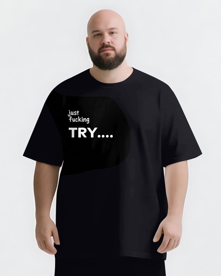 Every Win Starts with One Try Big & Tall Men's Simple Lettering T-shirt 2-Piece Set