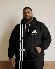Big & Tall Men Fall/Winter Joker Black Sports Letter Printed Hoodie Suit