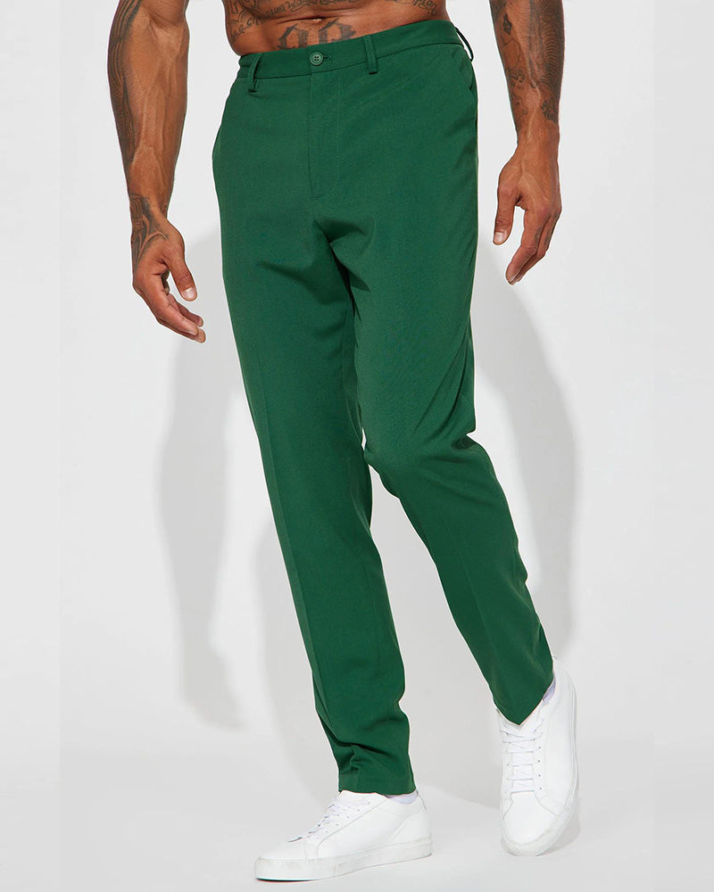 Big & Tall Men's Daily Business Solid Color Trousers