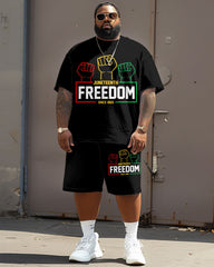 Men's Big & Tall Juneteenth Black Freedom Day Fist Print T-Shirt Shorts Set